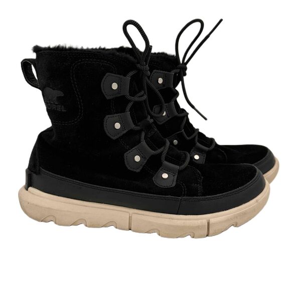 SOREL Women's Black Waterproof Lace-Up Explorer II Joan Boots Size 9.5